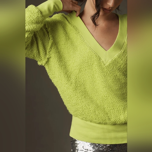 T.La Tops - ANTHROPOLOGIE T.La ZURI SWEATSHIRT, SIZE XLARGE, LIME